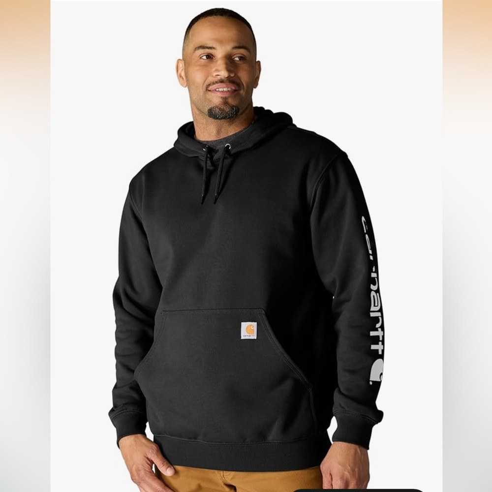Carhartt Black Pullover Hoodie with Sleeve Logo